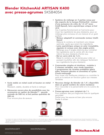 Product information | Kitchenaid K400 Pomme d'Amour + presse agrumes Blender Product fiche | Fixfr