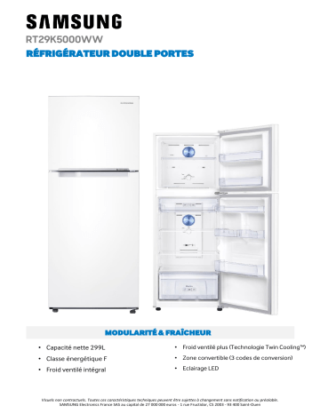 Product information | Samsung EX RT29K5000WW Réfrigérateur 2 portes Product fiche | Fixfr