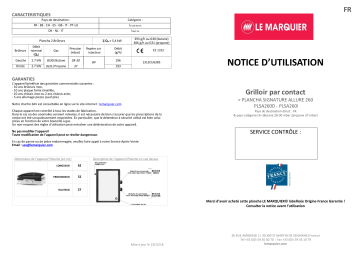 Owner's manual | Le Marquier Allure 260 DUO + Desserte Allure DUO Plancha gaz Manuel du propriétaire | Fixfr