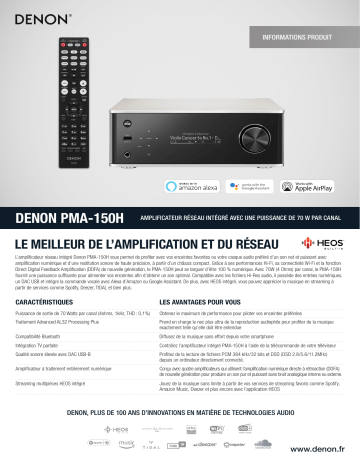 Product information | Denon PMA150H Amplificateur HiFi Product fiche | Fixfr