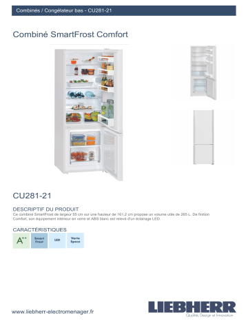 Product information | Liebherr CU281-21 Réfrigérateur combiné Product fiche | Fixfr