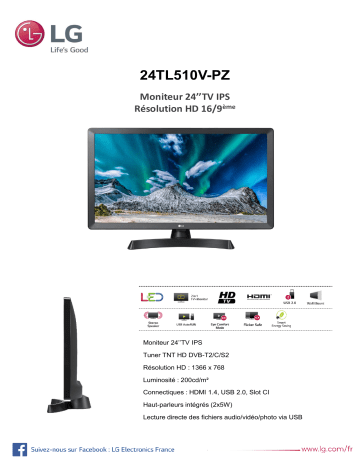 Product information | LG 24TL510V TV LED Product fiche | Fixfr