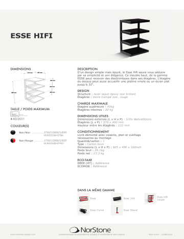 Product information | Norstone Esse Hifi - Noir Meuble Hifi Product fiche | Fixfr