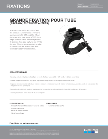 Product information | Gopro pour guidons et tubes 35-63,5mm Fixation Product fiche | Fixfr
