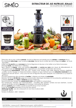 Simeo JEA663 Extracteur de jus Product fiche