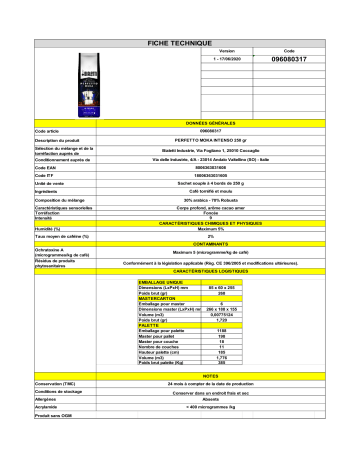 Product information | Bialetti perfetto moka intenso Café moulu Product fiche | Fixfr