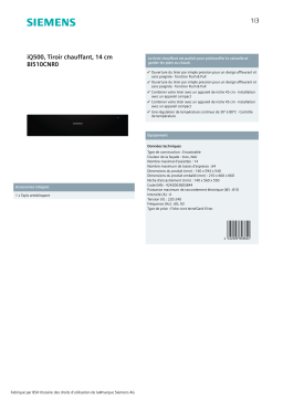 Siemens BI510CNR0 Tiroir Chauffant Product fiche