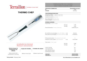 Product information | Terraillon Thermo chef 10290 Thermomètre cuisson Product fiche | Fixfr