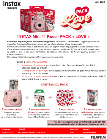 Product information | Fujifilm Pack Instax Mini 11 Pink Love Appareil photo Instantané Product fiche | Fixfr