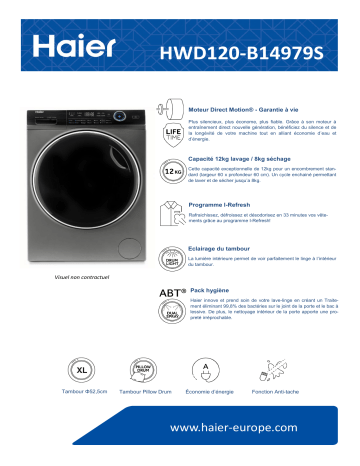 Product information | Haier I-Pro Series 7 HWD120-B14979S Lave linge séchant hublot Product fiche | Fixfr