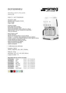 Smeg DCF02WHEU Cafetière programmable Product fiche