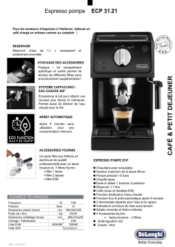 Delonghi ECP31.21 Machine à expresso Product fiche