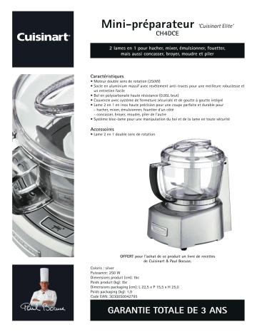 Product information | Cuisinart CH4DCE Hachoir Product fiche | Fixfr