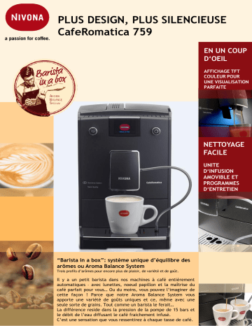 Product information | Nivona NICR759 Cafe aromatica Expresso Broyeur Product fiche | Fixfr