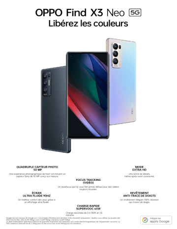 Find X3 Néo Noir 5G | Product information | Oppo Find X3 Néo Silver 5G Smartphone Product fiche | Fixfr