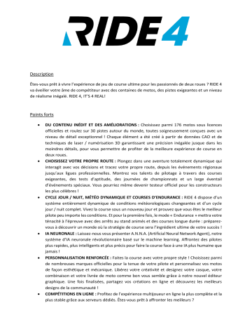 Product information | Koch Media Ride 4 Jeu PS4 Product fiche | Fixfr