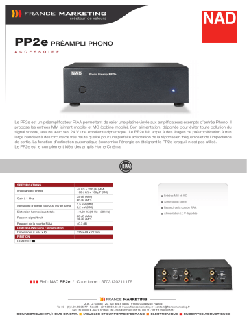 Product information | NAD Phono PP2e graphite Préampli phono Product fiche | Fixfr