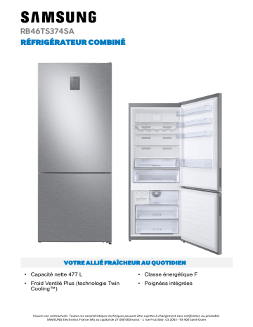 Product information | Samsung RB46TS374SA Réfrigérateur combiné Product fiche | Fixfr
