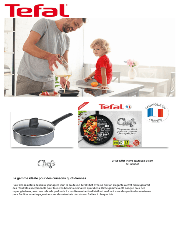 Product information | Tefal CHEF effet Pierre diam 24 cm G1223202 Sauteuse Product fiche | Fixfr