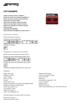 Smeg CPF120IGMPR Piano de cuisson mixte Product fiche