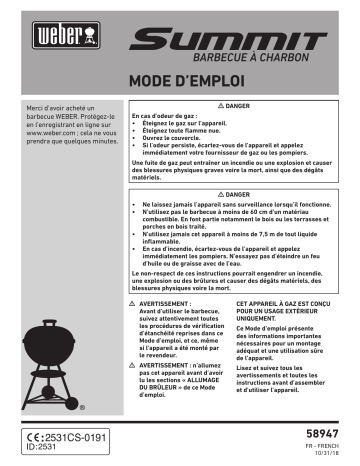 Manuel du propriétaire | Weber Summit Charcoal Barbecue charbon Owner's Manual | Fixfr