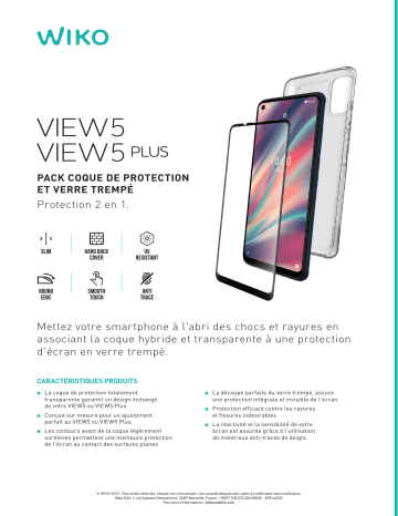 Product information | Wiko View 5/Plus Coque + Verre trempé Pack Product fiche | Fixfr