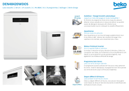 Beko DEN48420WDOS AutoDose Lave vaisselle 60 cm Manuel utilisateur