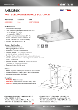 Airlux AHB1280IX Hotte décorative murale Product fiche