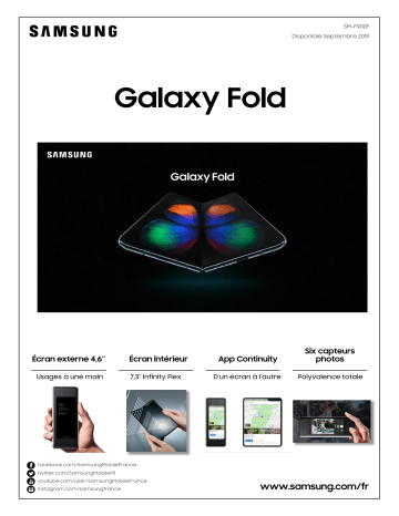 Product information | Samsung Galaxy Fold Noir Smartphone Product fiche | Fixfr