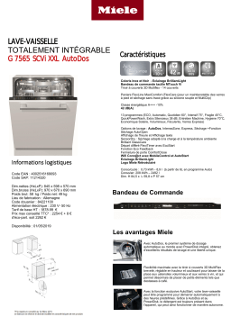 Miele G 7565 SCVi XXL AutoDos Lave vaisselle tout intégrable Product fiche