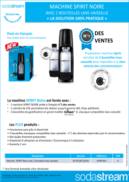 Sodastream SPIRIT Noire pack lave vaisselle Machine à soda Product fiche