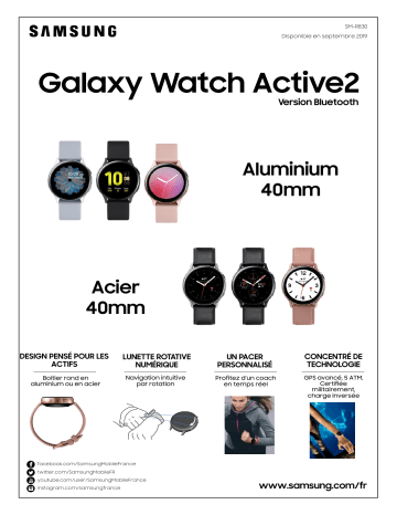 Product information | Samsung Galaxy Watch Active2 Gris Alu 40mm Montre connectée Product fiche | Fixfr