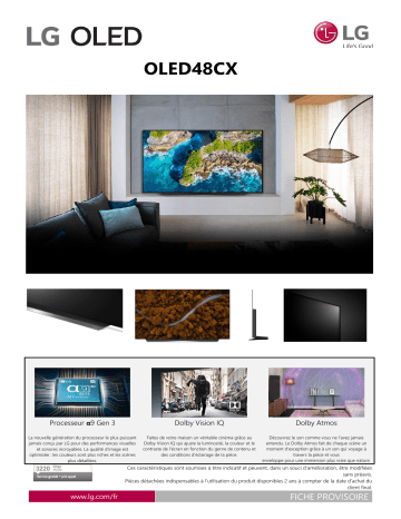 Product information | LG 48CX6 2020 TV OLED Product fiche | Fixfr