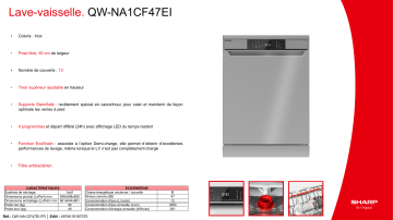 Product information | Sharp QW-NA1CF47EI Lave vaisselle 60 cm Product fiche | Fixfr