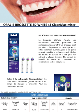 Oral-B 3D White x3 Clean Max Brossette dentaire Product fiche