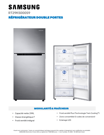 Product information | Samsung RT29K5000S9 Réfrigérateur 2 portes Product fiche | Fixfr