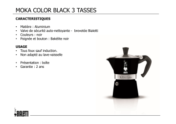 Product information | Bialetti MOKA EXPRESS NOIR 3 TASSES Cafetière italienne Product fiche | Fixfr