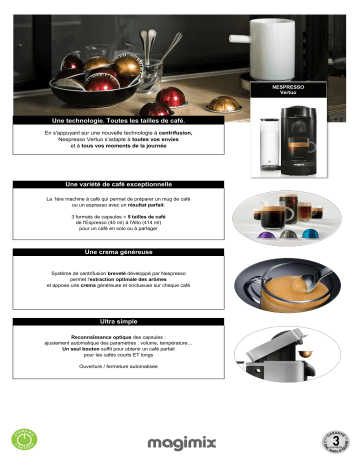 Product information | Magimix VERTUO NOIR 11399 Nespresso Vertuo Product fiche | Fixfr