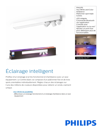 Product information | Philips Centris Hue 3L Ceiling White Plafonnier Product fiche | Fixfr