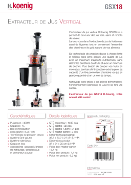 H.Koenig GSX18 Extracteur de jus Product fiche