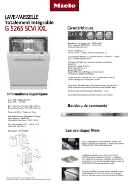 Miele G 5265 SCVi XXL Lave vaisselle tout intégrable Product fiche