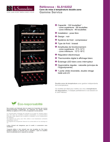 Product information | La Sommeliere SLS102DZ Cave à vin polyvalente Product fiche | Fixfr