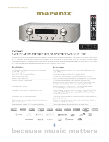 Product information | Marantz PM7000N Noir Amplificateur HiFi Product fiche | Fixfr