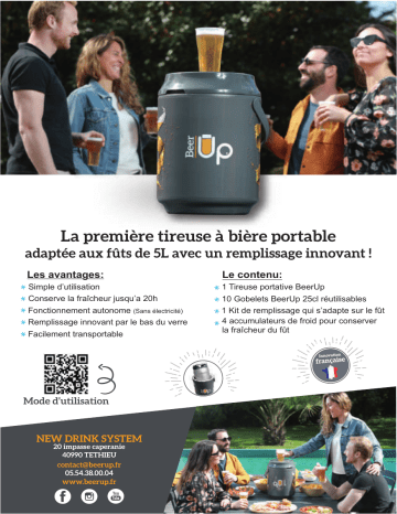 Product information | Beer Up Portable avec 10 verres + accessoires Tireuse à bière Manuel utilisateur | Fixfr