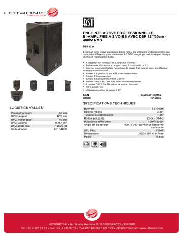 Product information | BST DSP12A Enceinte sono Product fiche | Fixfr