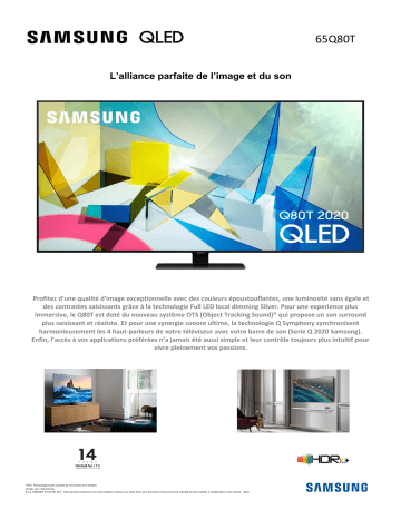 Product information | Samsung QE65Q80T 2020 TV QLED Product fiche | Fixfr