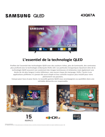 Product information | Samsung QE43Q67A 2021 TV QLED Product fiche | Fixfr