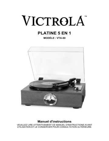 Manuel du propriétaire | Victrola VTA-60 Platine vinyle Owner's Manual | Fixfr