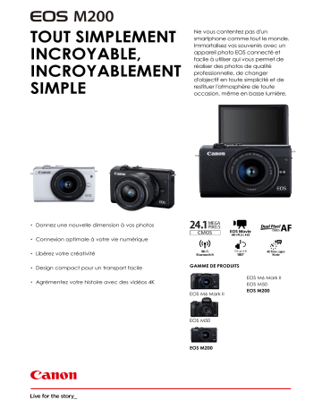 Product information | Canon M200 Noir+EF-M 15-45mm+EF-M 55-200mm IS Appareil photo Hybride Product fiche | Fixfr