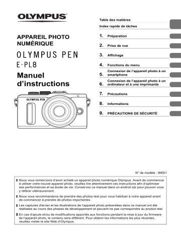 Manuel du propriétaire | Olympus Pen E-PL8 marron + 14-42mm EZ Appareil photo Hybride Owner's Manual | Fixfr